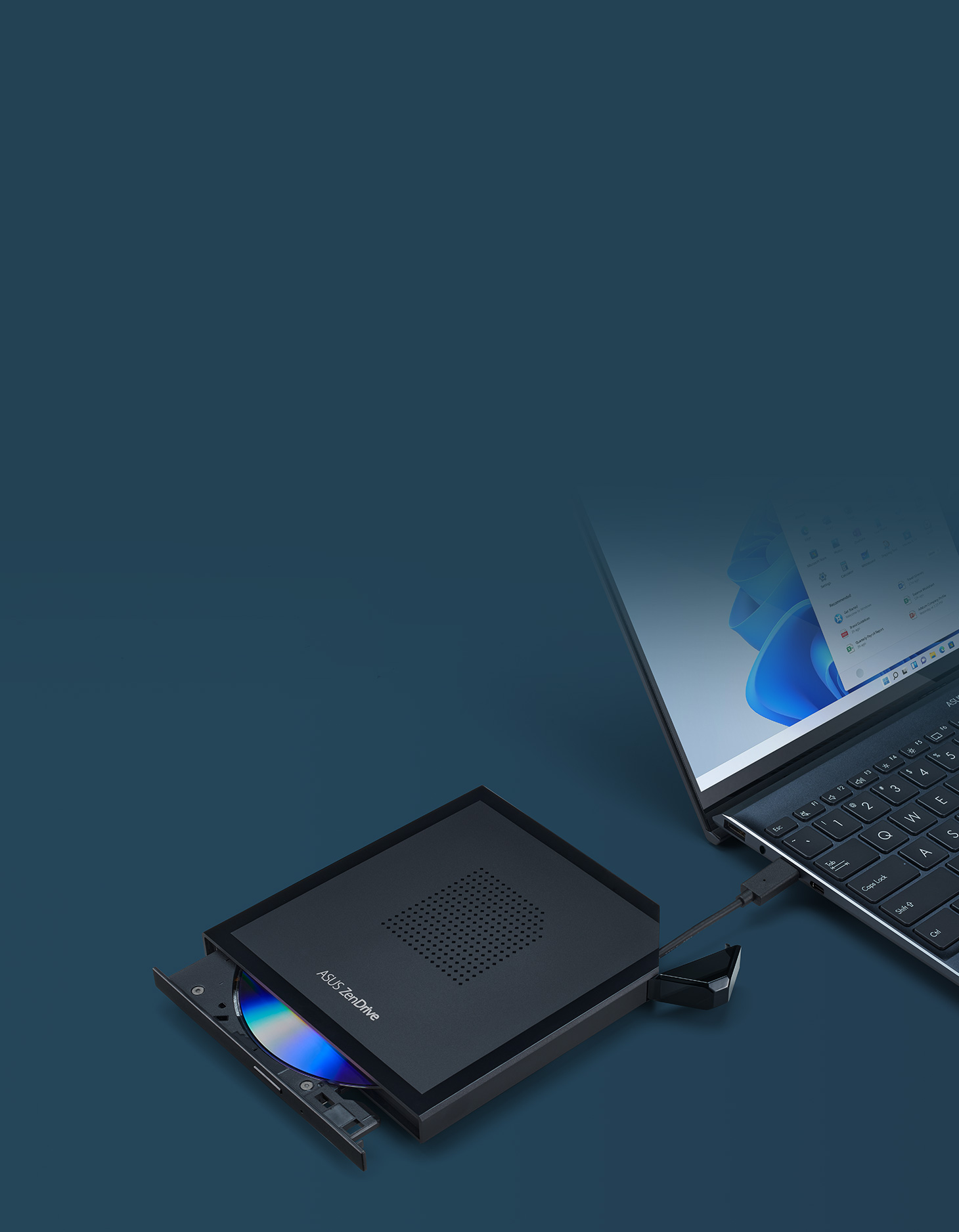 With its any-way-up USB-C cable, ASUS ZenDrive V1M plugs straight in popular modern laptops