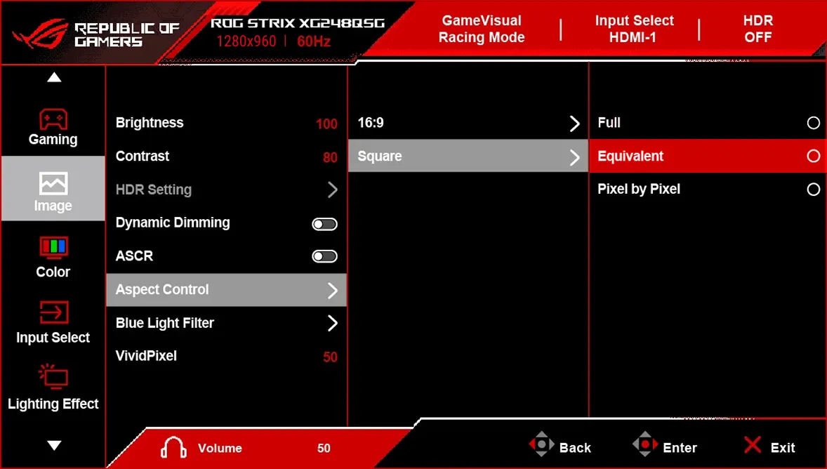 A screenshot of the OSD menu.