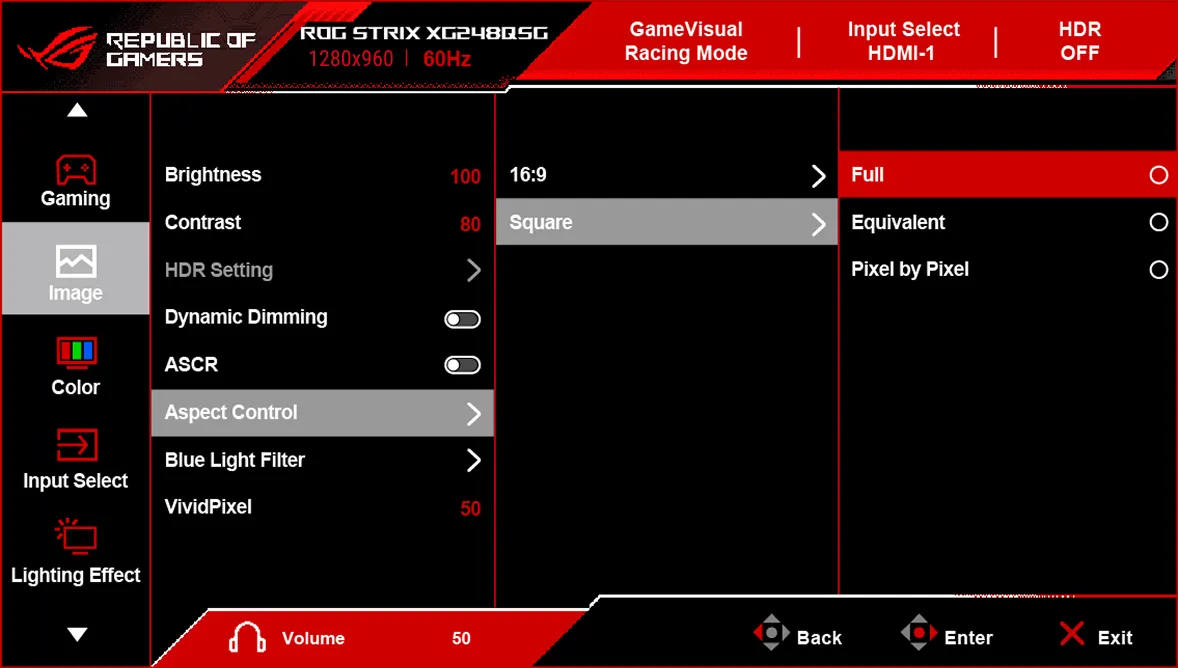 A screenshot of the OSD menu.