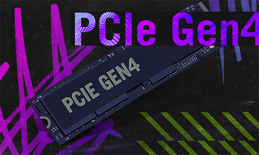 在一个烟雾缭绕的背景下，展示一个M.2 PCIe Gen4硬盘驱动器