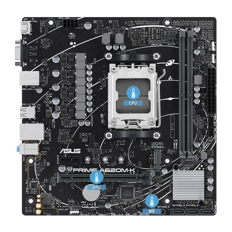 Prime motherboard with multiple temperature sources image