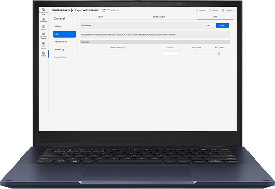 在笔记本电脑屏幕上显示的 ExpertWiFi VLAN web UI。