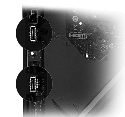 One USB 20Gbps & one USB 10Gbps USB Type-C® Panel Connectors on ROG MAXIMUS Z890 HERO BTF