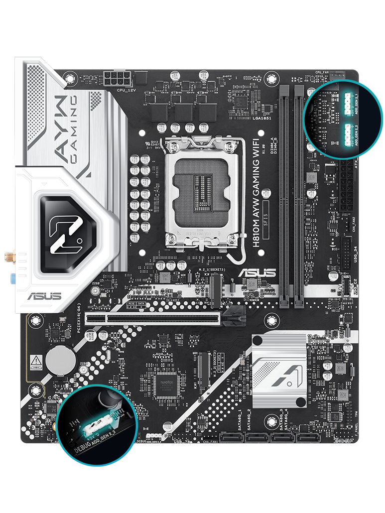 H810M AYW GAMING WIFI front view, 45 degrees. 