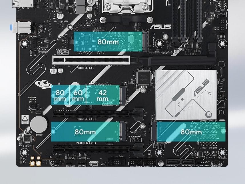 Graphic depicting different M.2 slots on a motherboard.