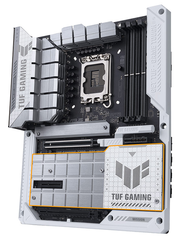 TUF Gaming motherboard 60 degrees, with Aura lighting