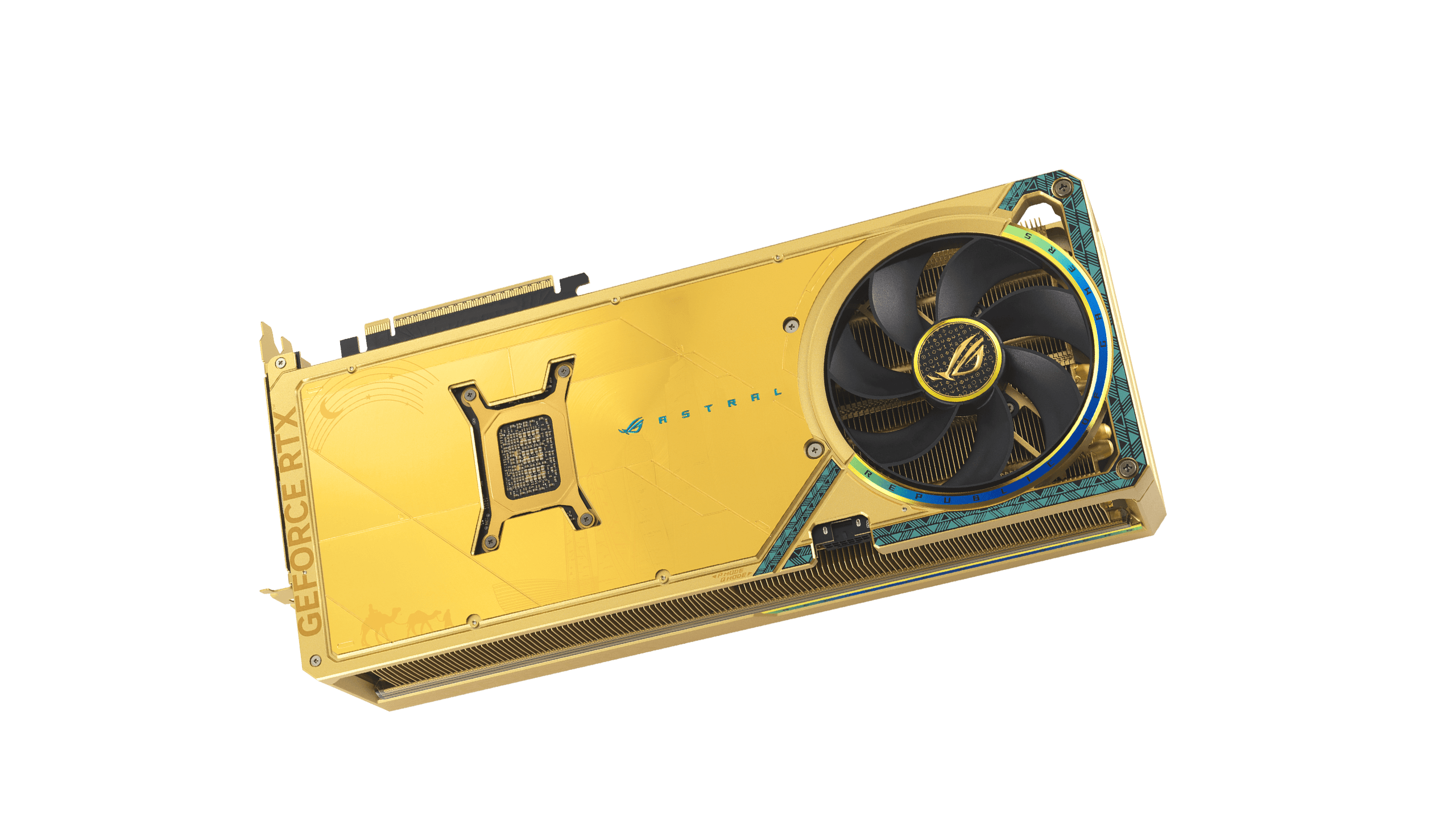 带有摩天大楼轮廓的 ROG Astral 后视图