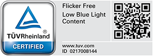 TUV Flicker free and low blue light technology logo