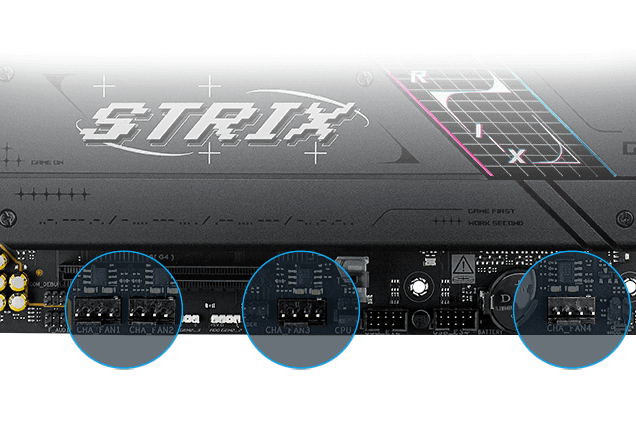 Strix B850-F 机箱风扇接头连接器位置