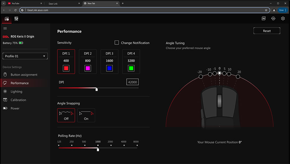 ROG Gear Link 网络应用程序的 UI