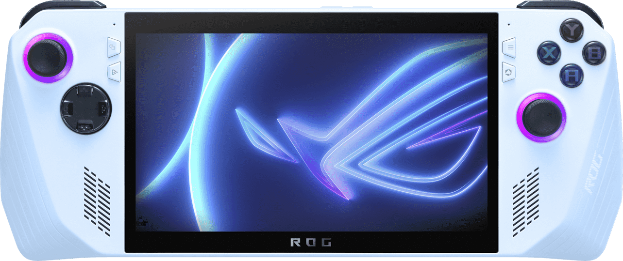 Front view of the ROG Ally, with all of the buttons labeled.