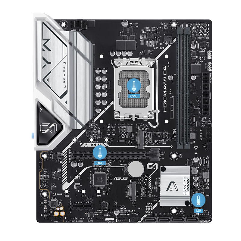H610 motherboard with multiple temperature sources image