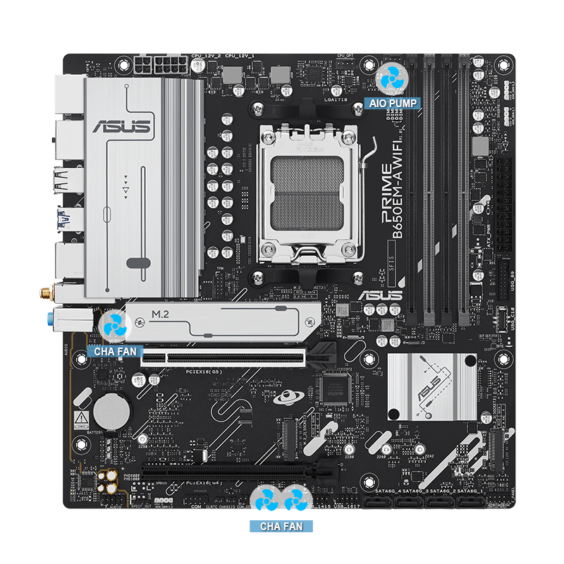 带 4 针 PWM/DC 风扇图像的华硕主板