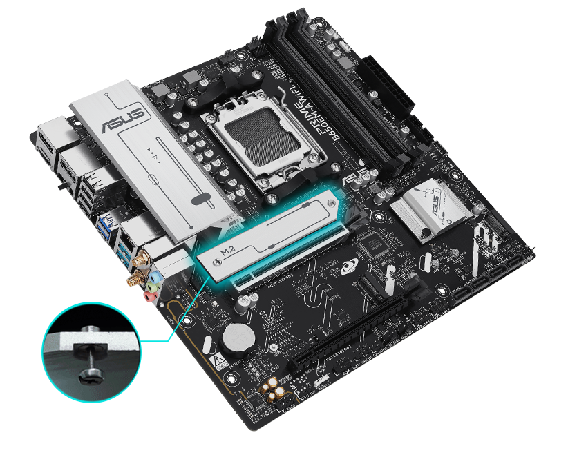 PRIME B650EM-A WIFI 主板提供 M.2 散热片。