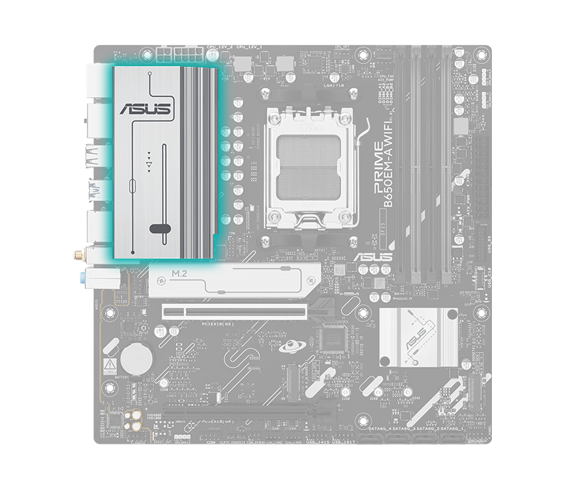 带 VRM 散热器的华硕 B650E 主板图片