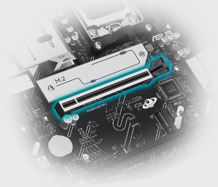 PRIME B650EM-A WIFI 主板支持 PCIe 5.0 插槽。