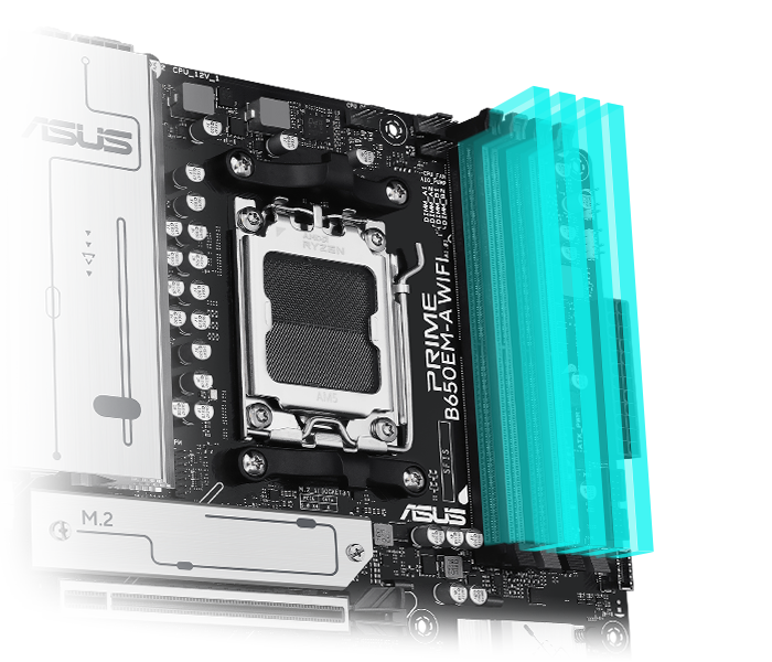 PRIME B650EM-A WIFI 主板支持 DDR5。