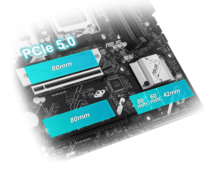 PRIME B650EM-A WIFI 主板支持 PCIe 5.0 M.2。