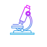 图标描绘了一幅显微镜的粉色和蓝色渐变线图。
