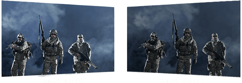 A comparison of cinema on ROG Strix XG349C, with and without GameVisual