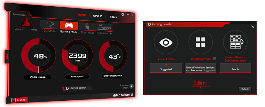 UI of GPU Tweak II