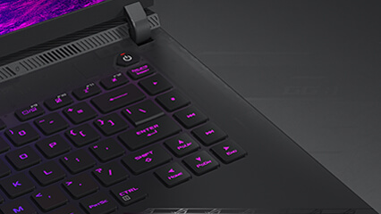 A closeup of the semi-transparent cover design on the SCAR 16’s keyboard.
