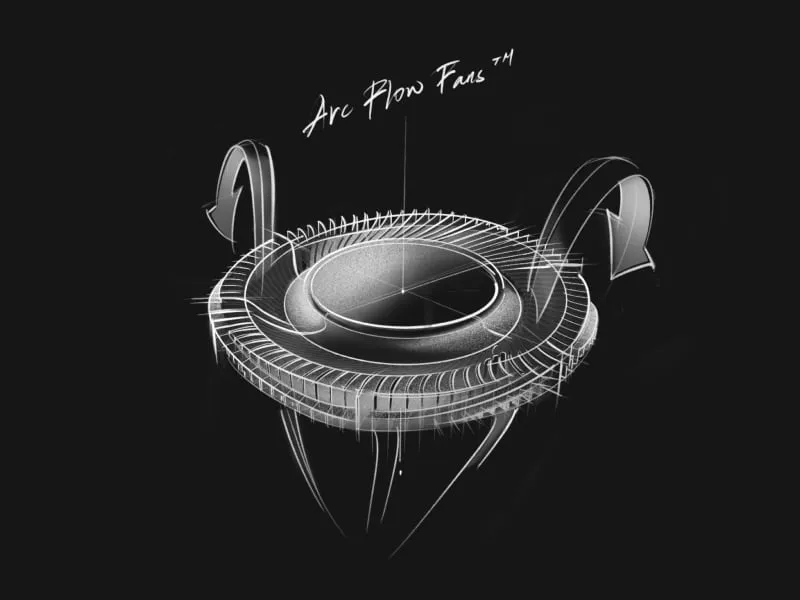 SCAR 笔记本电脑的 Arc Flow 风扇草图。