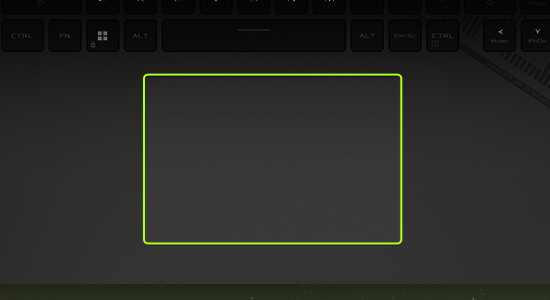 The shape of the G16’s touchpad is highlighted.