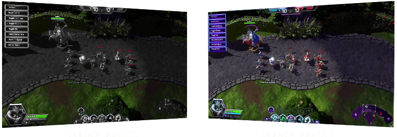 comparison image with MOBA mode on and off