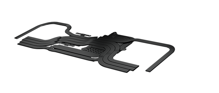 Exploded view of the Zephyrus G16’s cooling solution, with emphasis on the heatpipe system. 