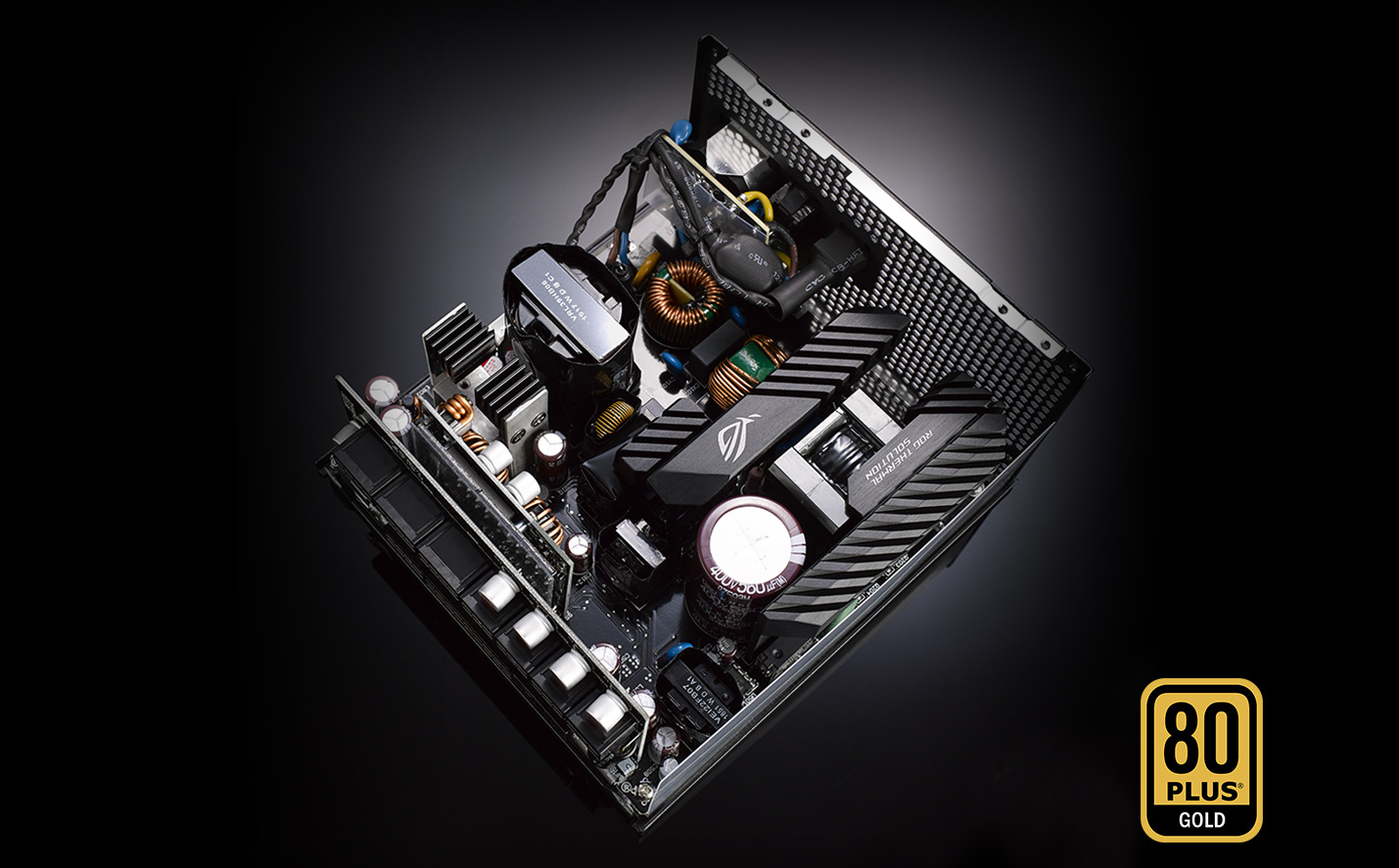 ROG Strix 850W Gold 内部结构，拥有 80 PLUS 金牌认证