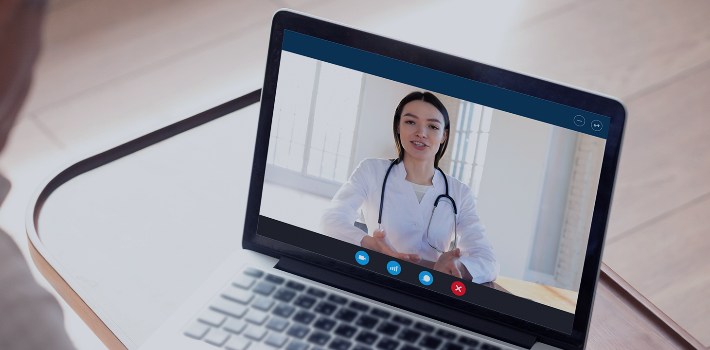 A doctor is providing telemedicine to patient at home.