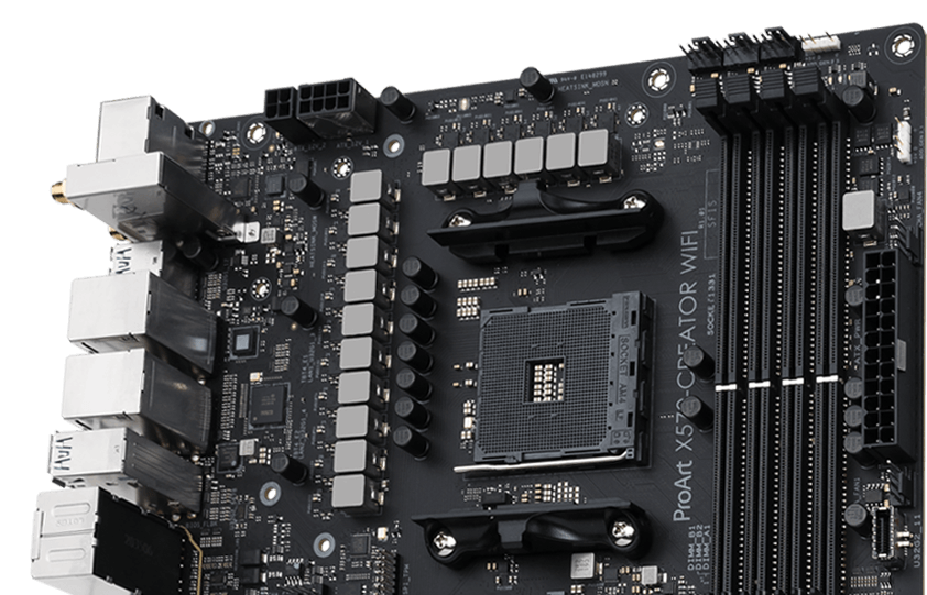 The ProArt X570-Creator WiFi motherboard offers robust power delivery with 14+2 power stages.