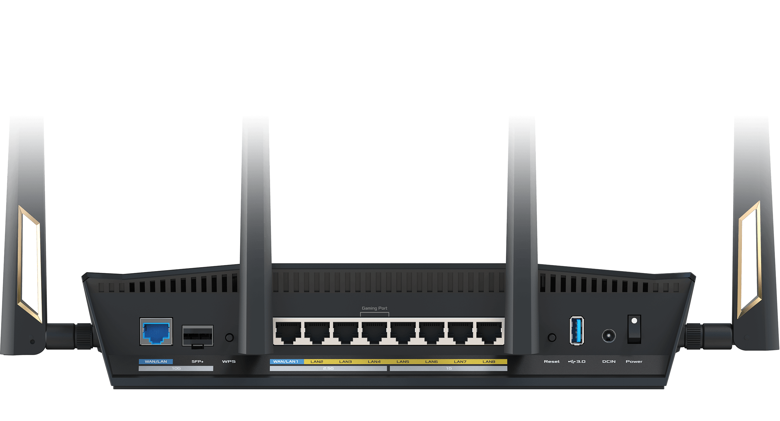 RT-BE88U showing back IO ports