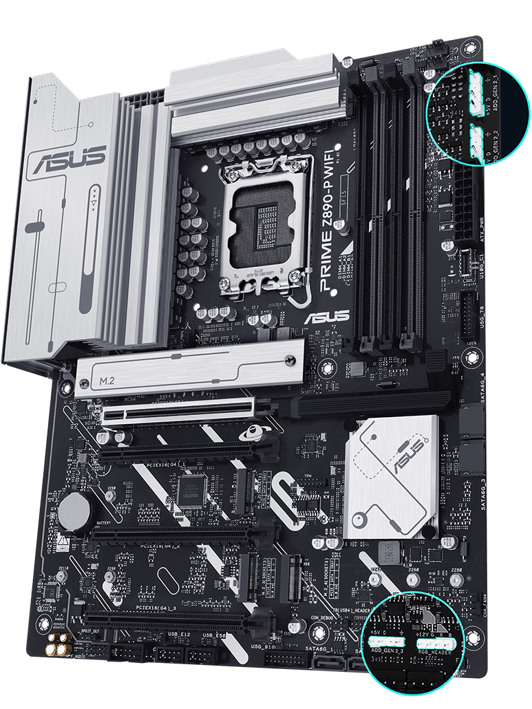 PRIME Z890-P WIFI front view, 45 degrees. 