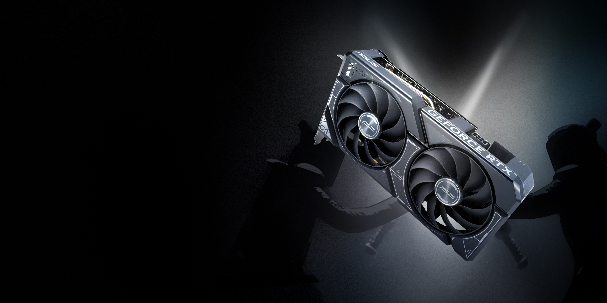 Front view of the ASUS Dual GeForce RTX 4060Ti graphics card