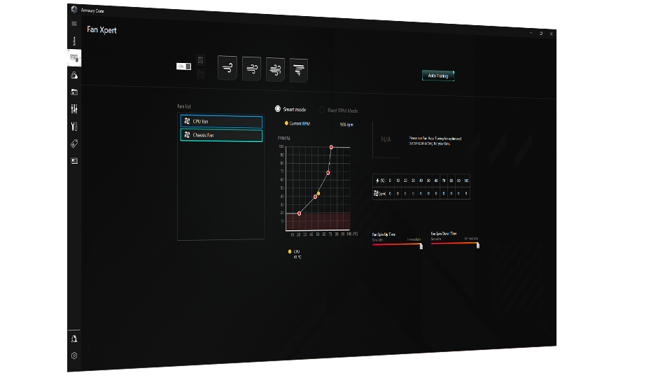 UI of FAN Xpert for cooling controls