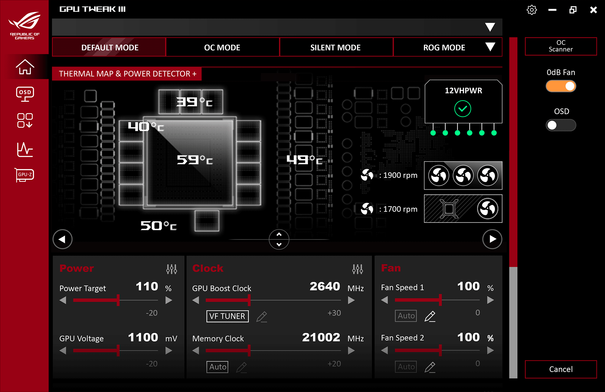 graphics card software thermal map user interface