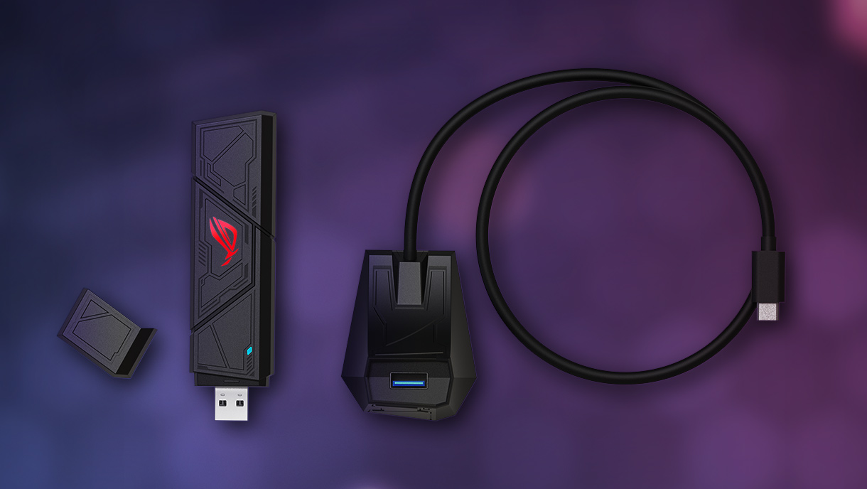 图片显示了 ROG 魔钥的即插即用设计。