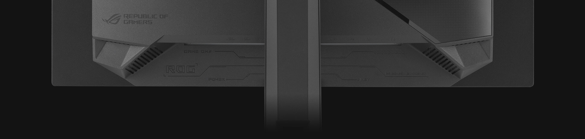 The rear panel of the XG27AQDPG features DisplayPort 1.4, HDMI 2.1, and a USB hub.