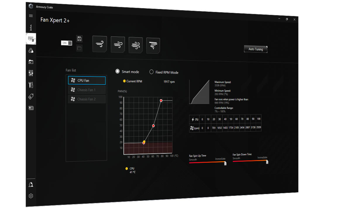 UI of FAN Xpert 2+ for cooling controls