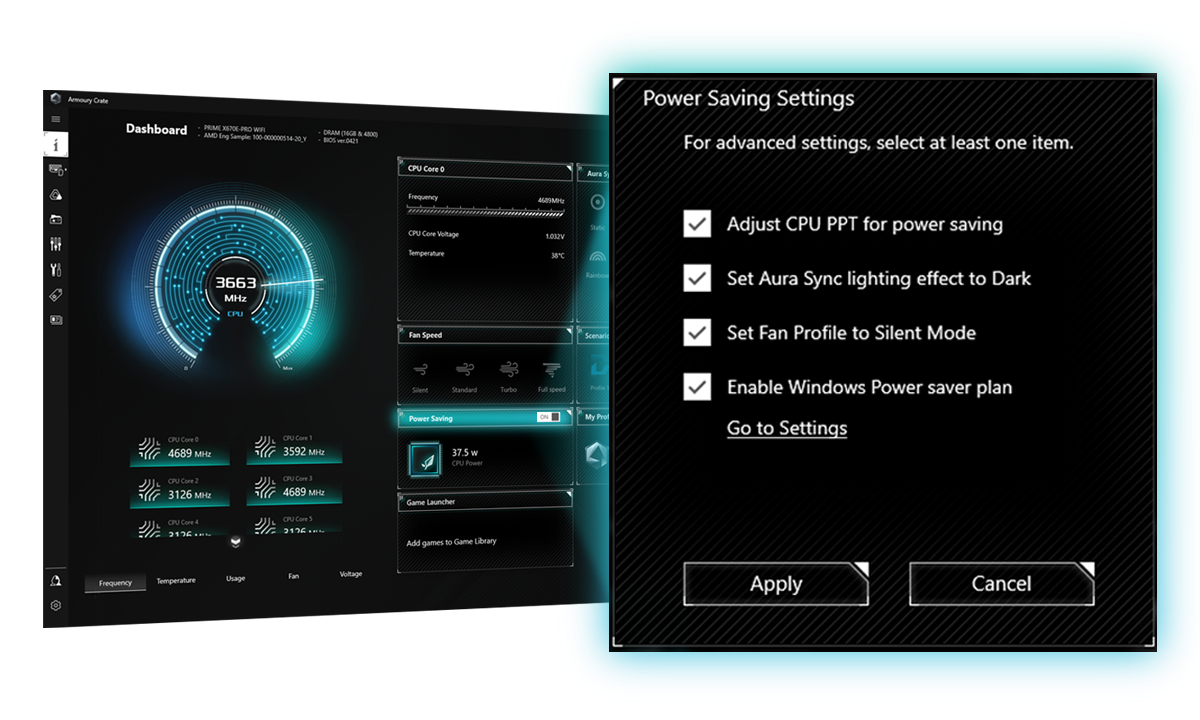 UI of Power Saving settings