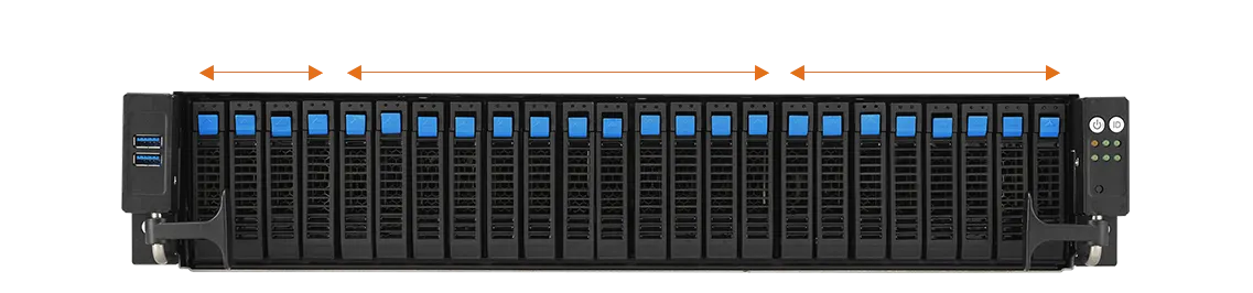 12 x NVMe + 12 x SAS/SATA