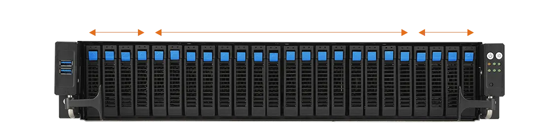 16 x NVMe + 8x SAS/SATA (from RAID card)