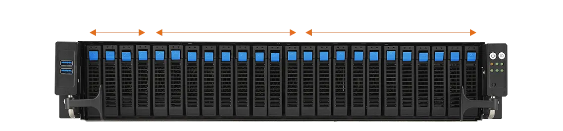  8 x NVMe + 16 x SAS/SATA