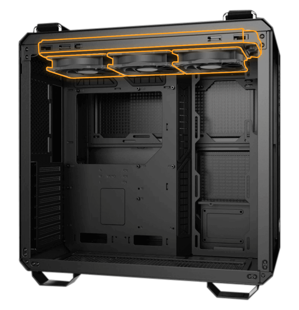 GT502 case support radiator at the top side