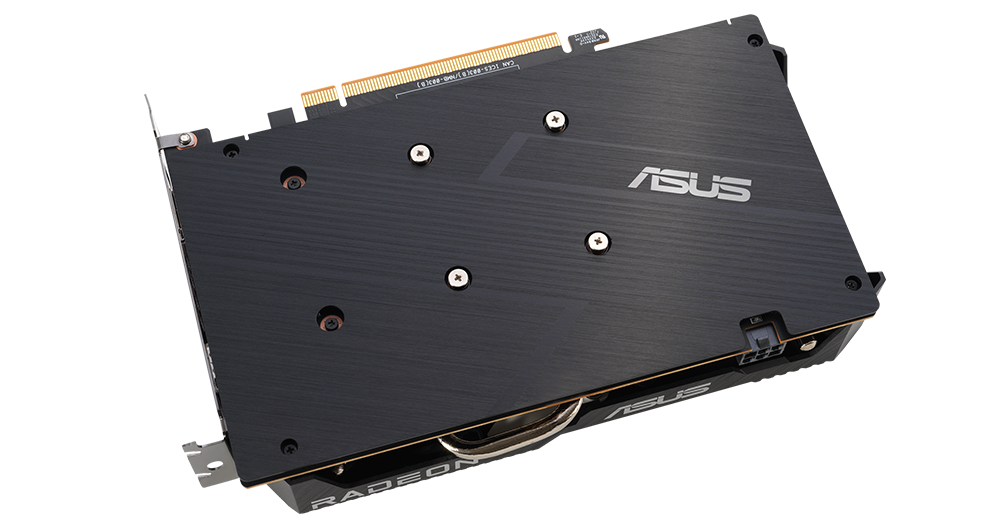 ASUS Dual Radeon RX 6600 graphics card backplate.