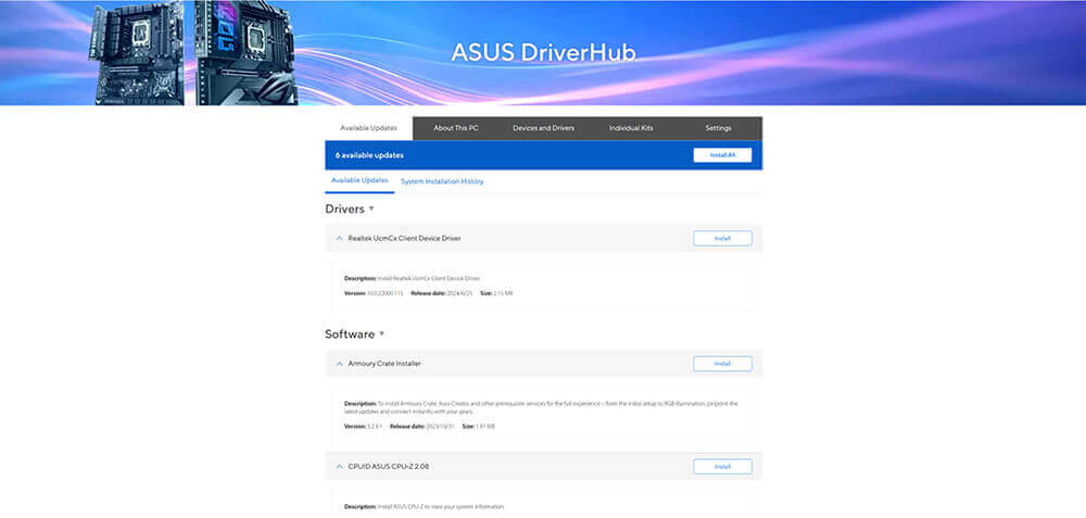 ASUS DRIVER HUB 接口