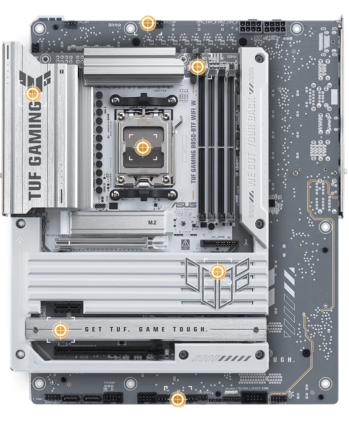 TUF Gaming motherboard front view with I/O ports