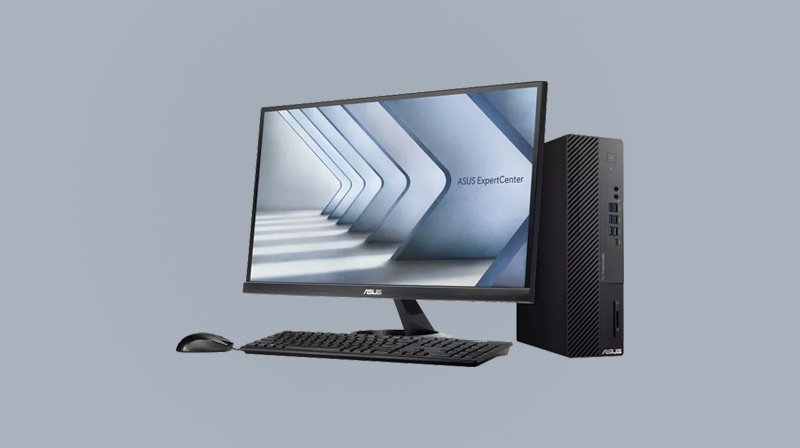An open-sided view of an ExpertCenter D9 SFF showing the expansion capabilities. From left to right: one M.2 for storage, one M.2 for WiFi, one PCIe 4.0 x 16, two PCIe 3.0 x 1, one PCIe 3.0 x4 with x16 connector, four DIMMs, one M.2 for storage, one 3.5” hard disk drive, an optical disc drive, and one 2.5” hard disk drive. 